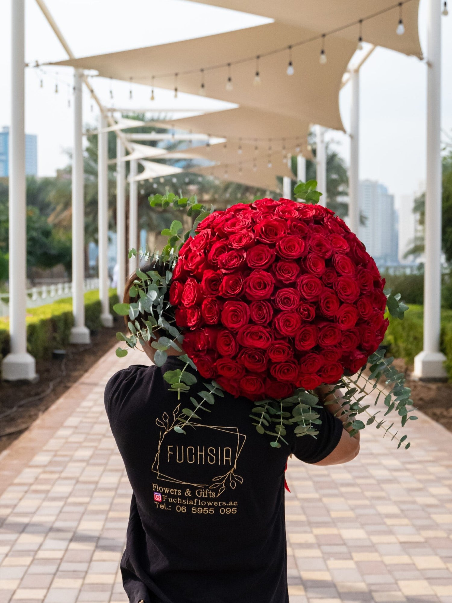 Red Roses with Eucalyptus