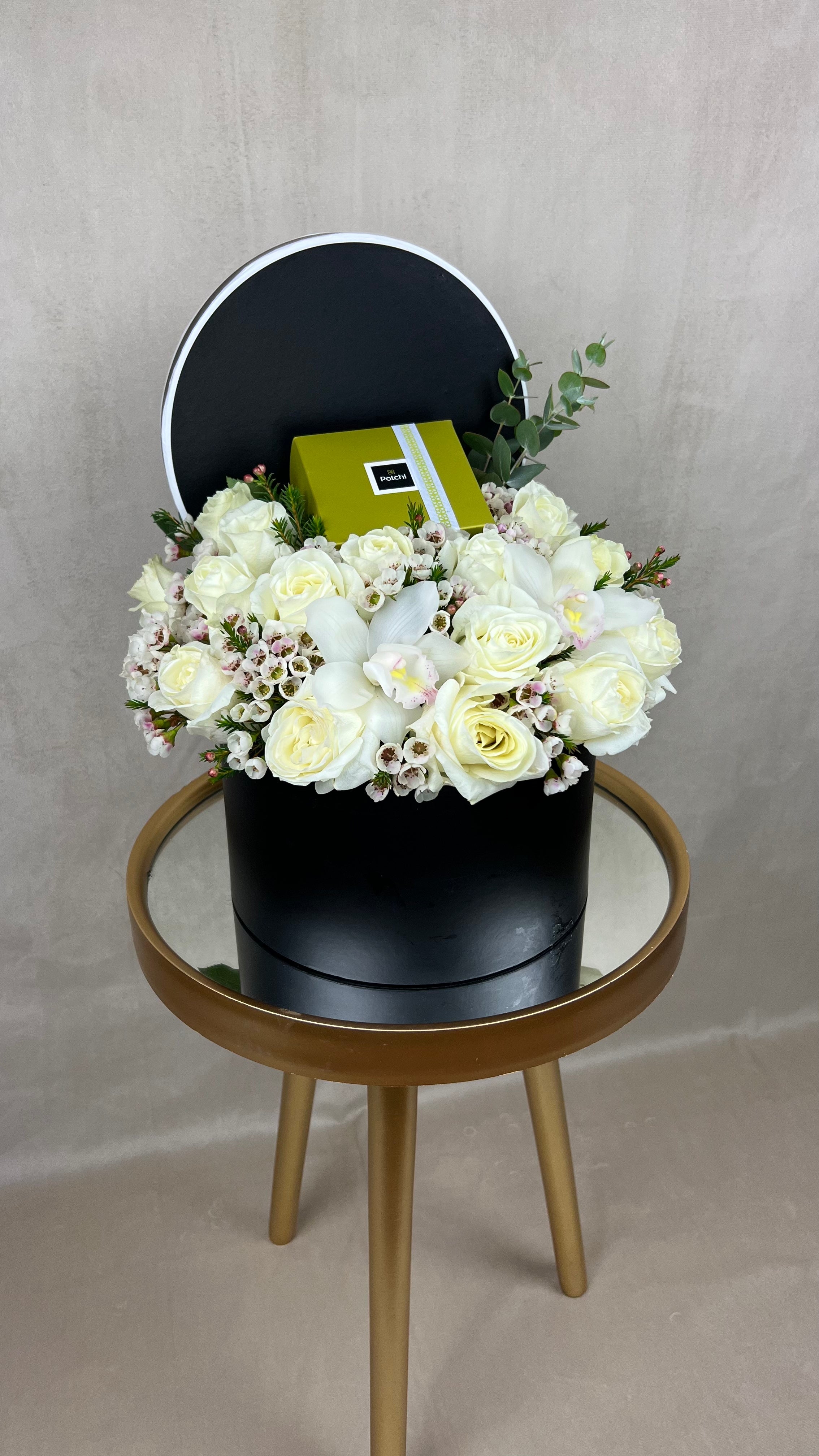 White Hatbox with Patchi